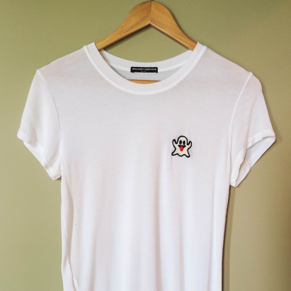 👻 Brandy Melville Ghost Emoji T-shirt ONE SIZE